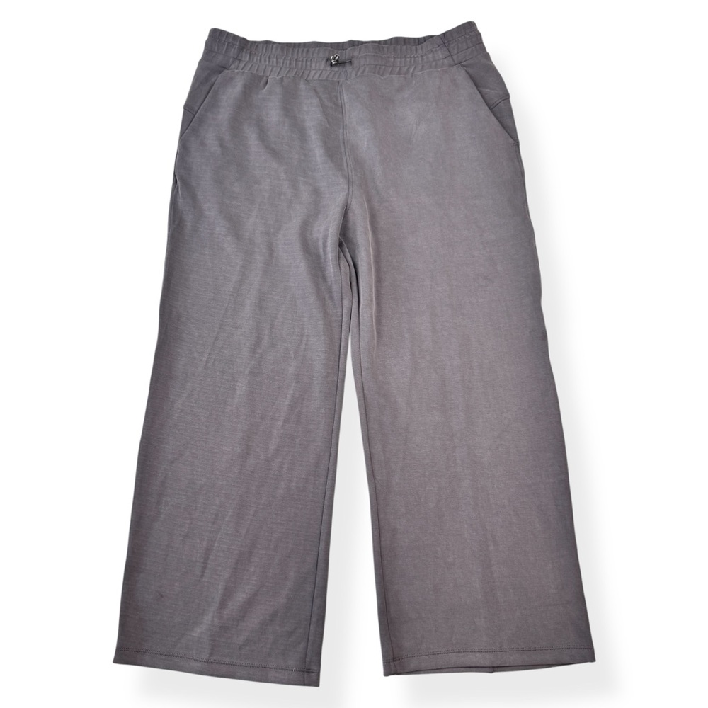 ODODOS Wide Leg Pants Womens L Large Gray‎ Pull On Pockets Drawstring Waist NWT